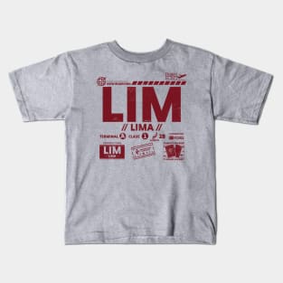 Vintage Lima LIM Airport Code Travel Day Retro Travel Tag B Kids T-Shirt